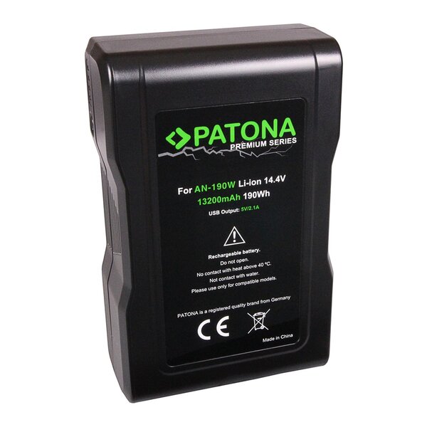 Patona Premium Akku für Anton Bauer AN-190W Gold Mount ARRI Alexa Blackmagic URSA D-Tap USB-Output 