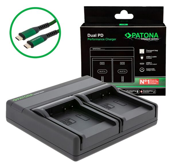 Patona Premium Dual PD Performance Ladegerät für Panasonic  DMW-BCF10E