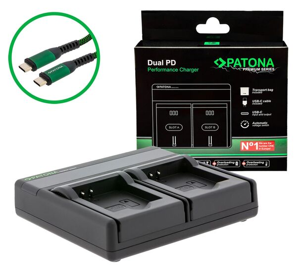 Patona Premium Dual PD Performance Ladegerät für Panasonic  DMW-BCN10