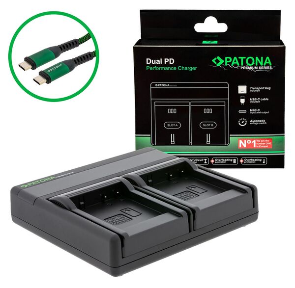 Patona Premium Dual PD Performance Ladegerät für Panasonic  DMW-BLE9E