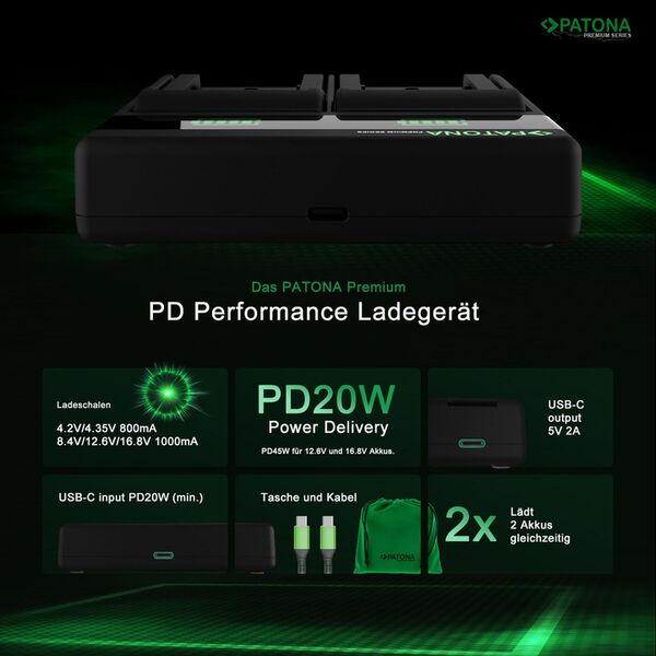 Patona Premium Dual PD Performance Ladegerät für Panasonic  VW-VBK180