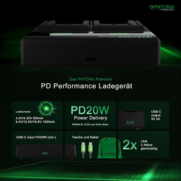 Patona Premium Dual PD Performance Ladegerät für Canon  BP-511