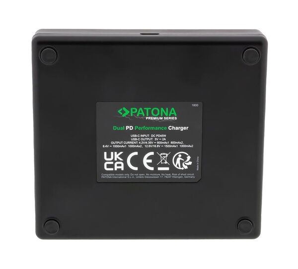 Patona Premium Dual PD Performance Ladegerät für Olympus  BLH-1 incl. USB-C input/output