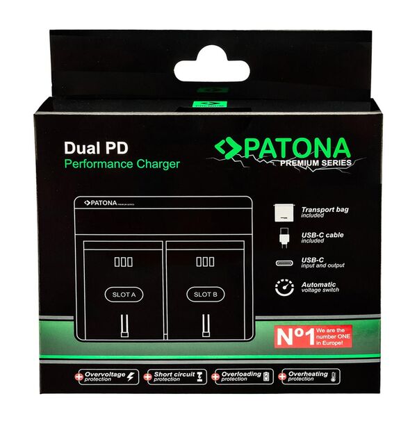 Patona Premium Dual PD Performance Ladegerät für Olympus  BLH-1 incl. USB-C input/output