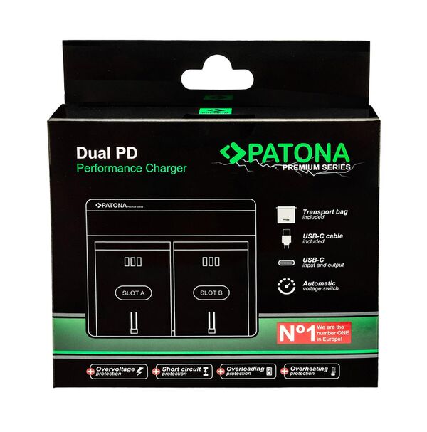 Patona Premium Dual PD Performance Ladegerät für Olympus  BLN-1 incl. USB-C input/output