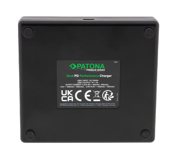 Patona Premium Dual PD Performance Ladegerät für Olympus  Li-40B incl. USB-C input/output	     