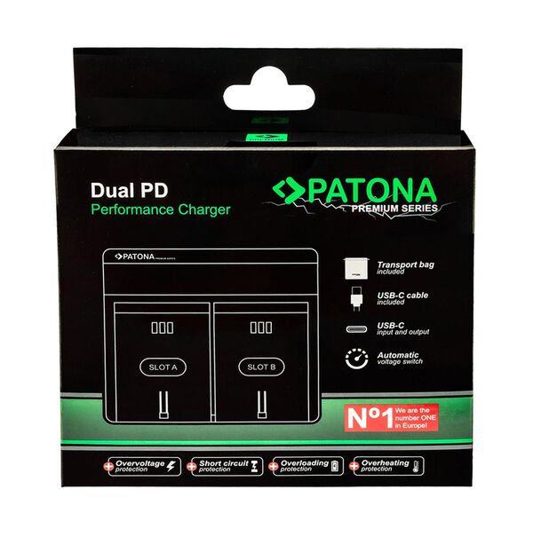 Patona Premium Dual PD Performance Ladegerät für Olympus  Li-70B incl. USB-C input/output