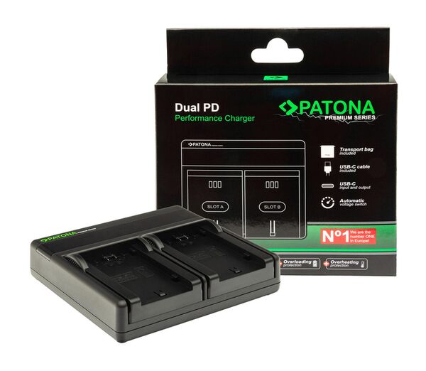 Patona Premium Dual PD Performance Ladegerät für Olympus  PS-BLS1 BLS5 incl. USB-C input/output	     