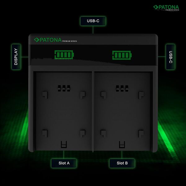 Patona Premium Dual PD Performance Ladegerät für Olympus  PS-BLS1 BLS5 incl. USB-C input/output	     