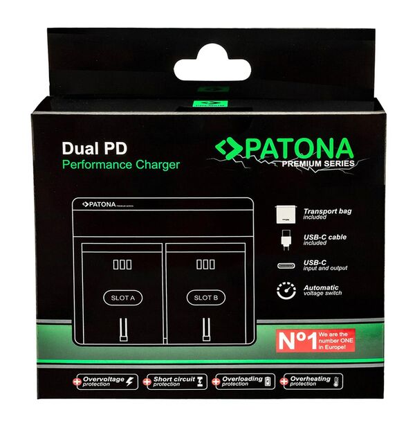 Patona Premium Dual PD Performance Ladegerät für Sony  BP-U60 incl. USB-C input/output