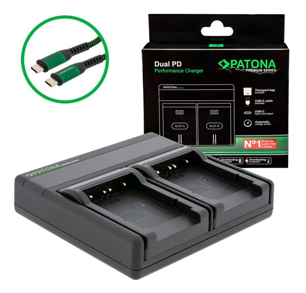 Patona Premium Dual PD Performance Ladegerät für Sony  NP-BG1 incl. USB-C input/output