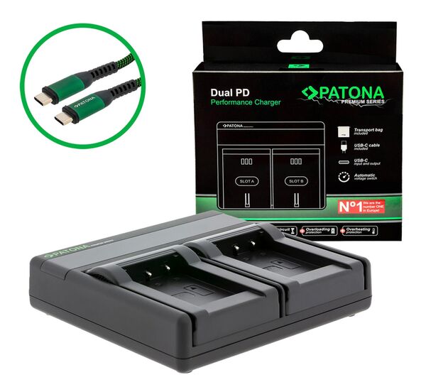 Patona Premium Dual PD Performance Ladegerät für Sony  NP-BX1 incl. USB-C input/output