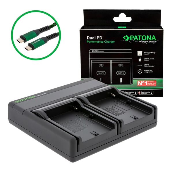 Patona Premium Dual PD Performance Ladegerät für Sony  NP-FM50 incl. USB-C input/output