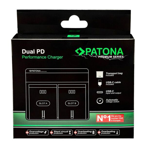 Patona Premium Dual PD Performance Ladegerät für Sony  NP-FP50 incl. USB-C input/output
