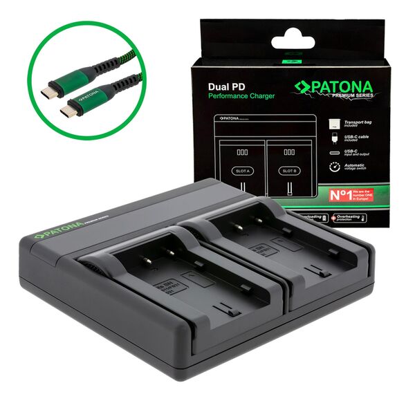 Patona Premium Dual PD Performance Ladegerät für Sony  NP-FS11 incl. USB-C input/output