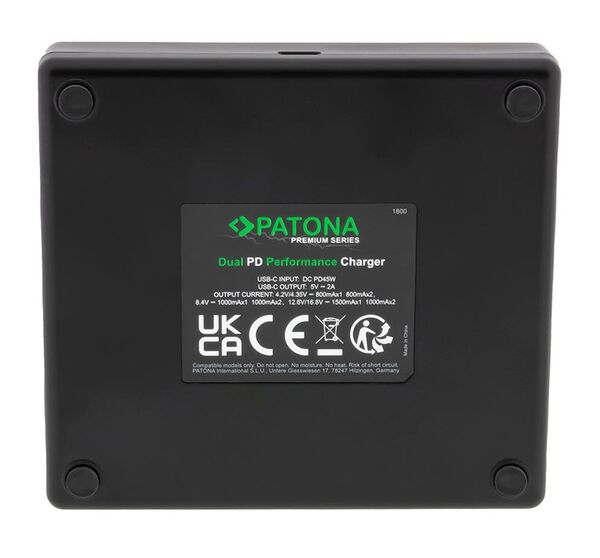 Patona Premium Dual PD Performance Ladegerät für Sony  NP-FW50 incl. USB-C input/output