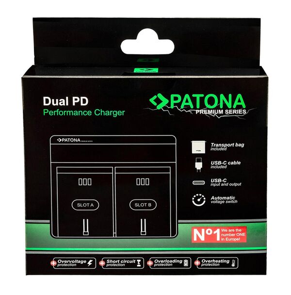 Patona Premium Dual PD Performance Ladegerät für Sony  NP-FW50 incl. USB-C input/output