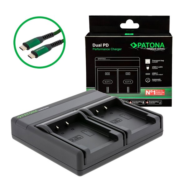 Patona Premium Dual PD Performance Ladegerät für Casio  NP-20 incl. USB-C input/output