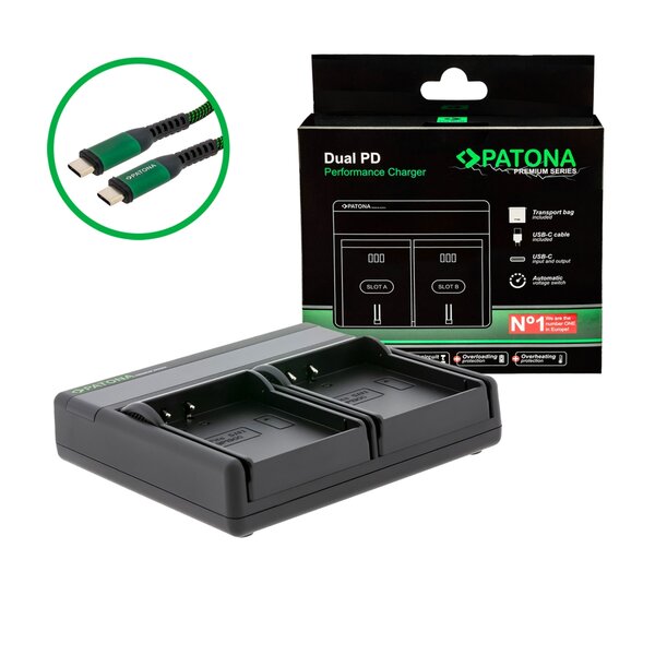 Patona Premium Dual PD Performance Ladegerät für Samsung  BP1900 incl. USB-C input/output