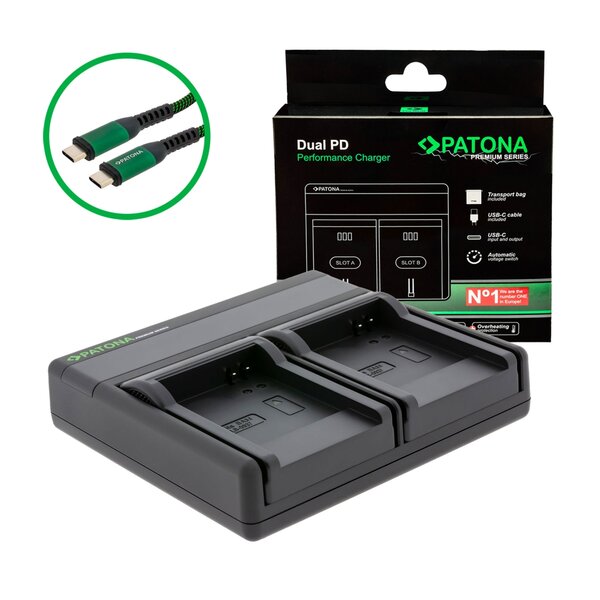 Patona Premium Dual PD Performance Ladegerät für Samsung  SLB-0937 incl. USB-C input/output