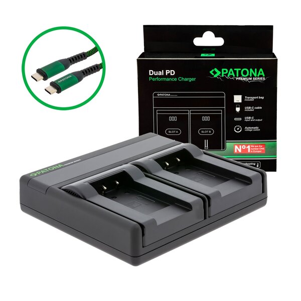 Patona Premium Dual PD Performance Ladegerät für Sanyo  DB-L90 incl. USB-C input/output