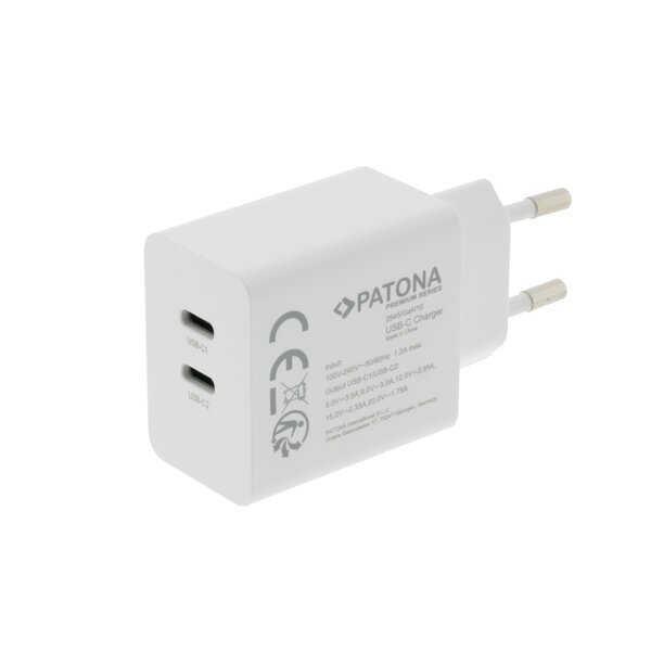 Patona Premium GaN PD35W Adapter white 2xUSB-C PD3.0 QC3.0 