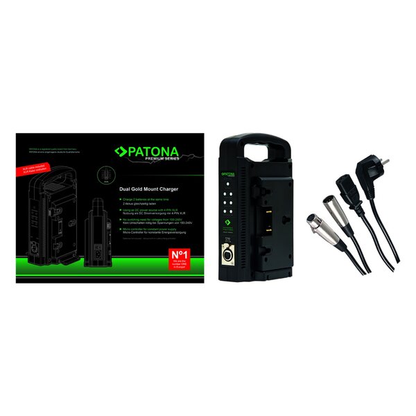 Patona Premium Gold Mount Dual Ladegerät für Panasonic AN-190W BL-BP150 BP-150S with 4-Pin XLR Kabel 
