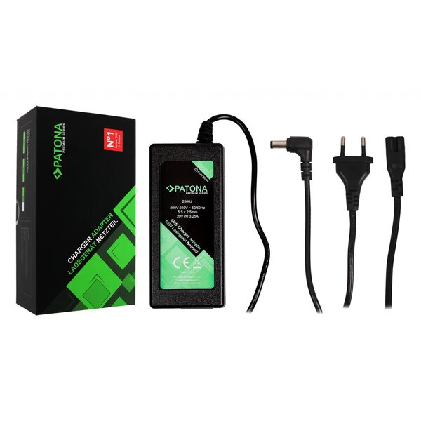 Patona Premium Ladegerät 20V 3,25A 65W für Fujitsu Amilo V5515 V5535 V3205 FSC03352A2065 