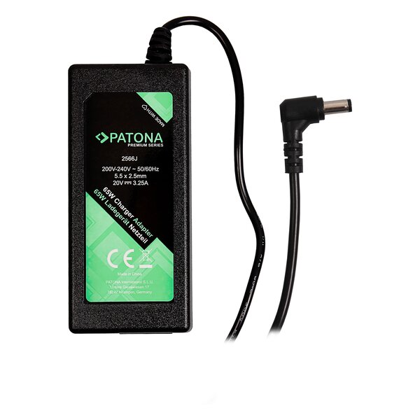 Patona Premium Ladegerät 20V 3,25A 65W für Fujitsu Amilo V5515 V5535 V3205 FSC03352A2065 
