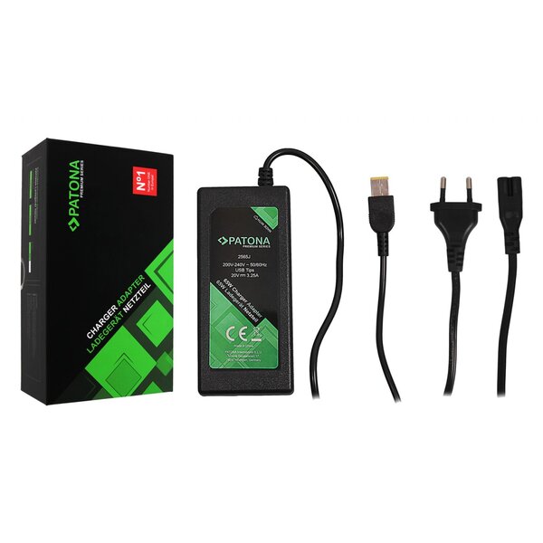 Patona Premium Ladegerät 20V 3,25A 65W Slim-Tip für Lenovo T540p T440 X240 X1-Carbon 