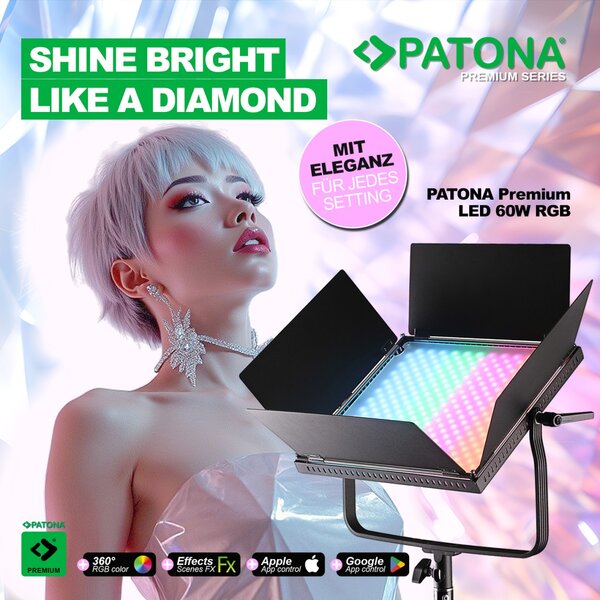 Patona Premium LED professionelles Fotolicht Videolicht LED 60W RGB 