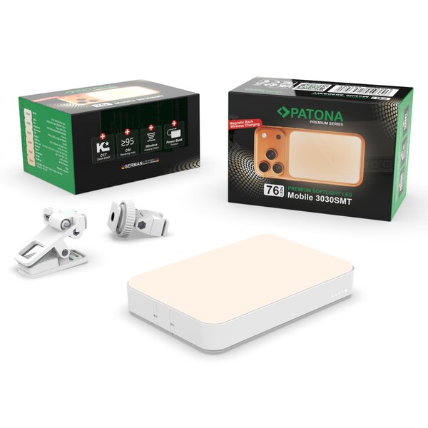 Patona Premium Mobile LED Light 3030SMT 76-LED Magnet-Leuchte mit 5 Farbtemperaturen CRI 95 