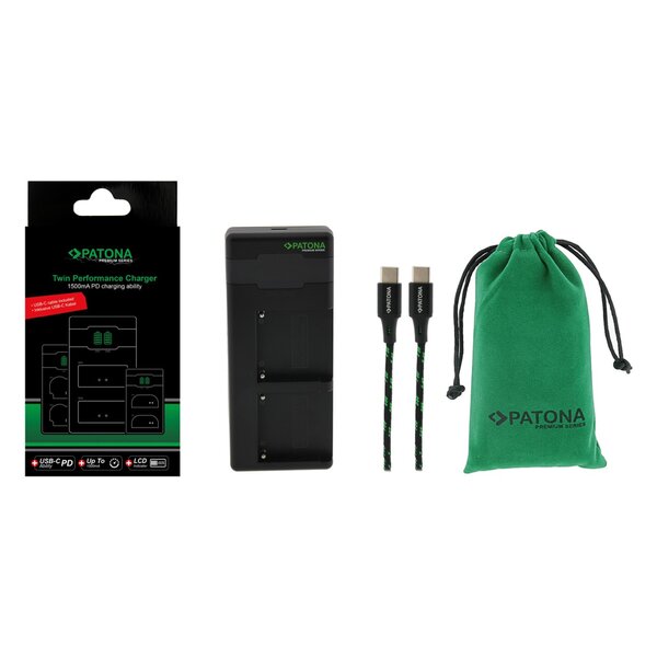 Patona Premium Twin Performance PD Ladegerät für Nikon EN-EL15 D600 D750 D800 D810 D810A D7000 D7100 D7200 D750 incl. USB-C Kabel 