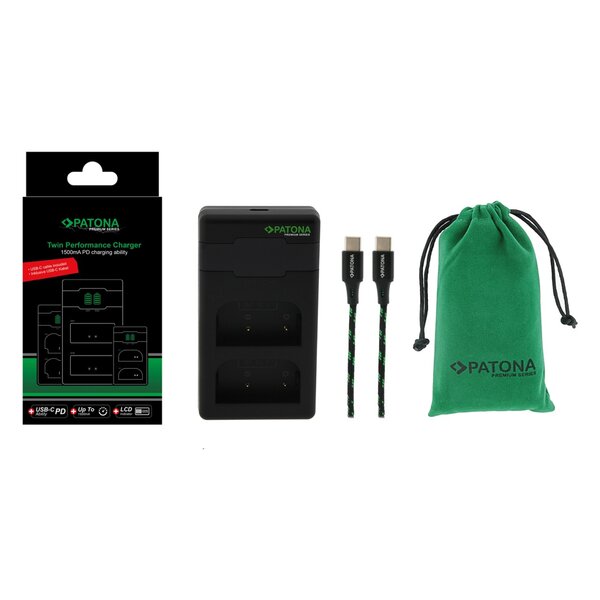 Patona Premium Twin Performance PD Ladegerät für Olympus BLX-1 OM-1 incl. USB-C Kabel 