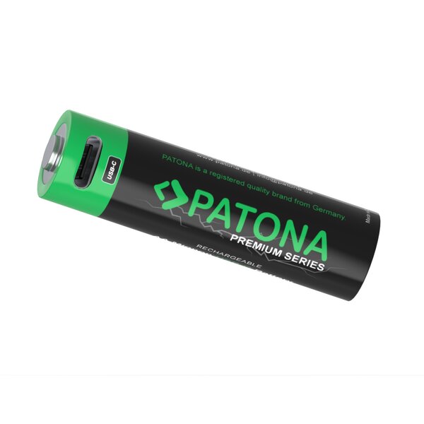 Patona Premium USB-C 4x AA Mignon rechargeable batteries Lithium 3000mWh 1.5V rechargeable with 1 to 2 USB-C charging cable 