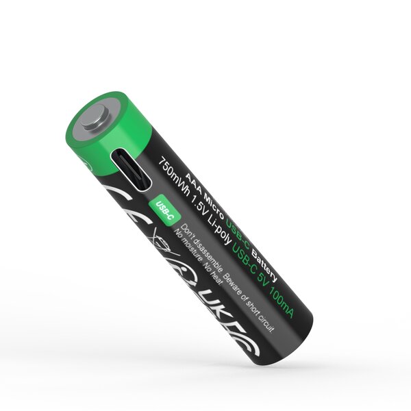 Patona Premium USB-C 4x AAA Micro rechargeable batteries Lithium 750mWh 1.5V rechargeable with 1 to 2 USB-C charging cable 