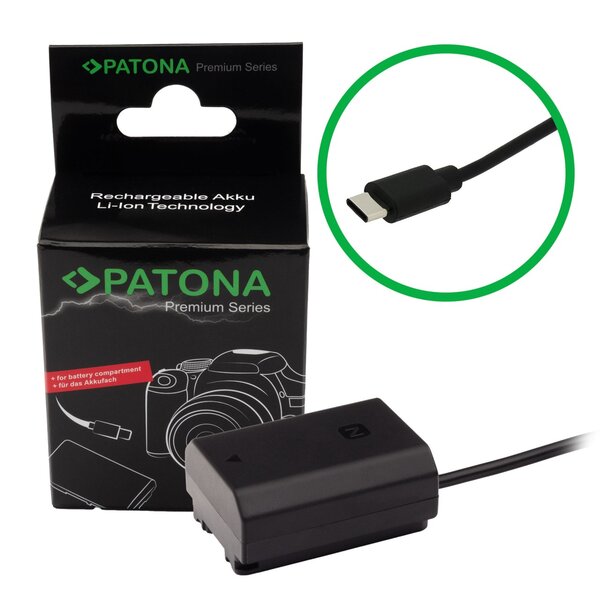 Patona Premium USB-C Input Akku adapter für Sony  NP-FZ100