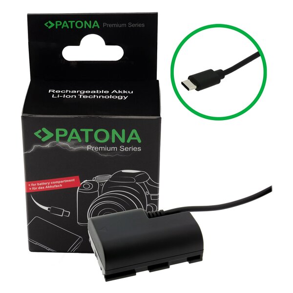Patona Premium USB-C Input Akku-Adapter für Canon  LP-E6P LPE6P EOS R5 R5 Mark II R6 /R6 Mark II