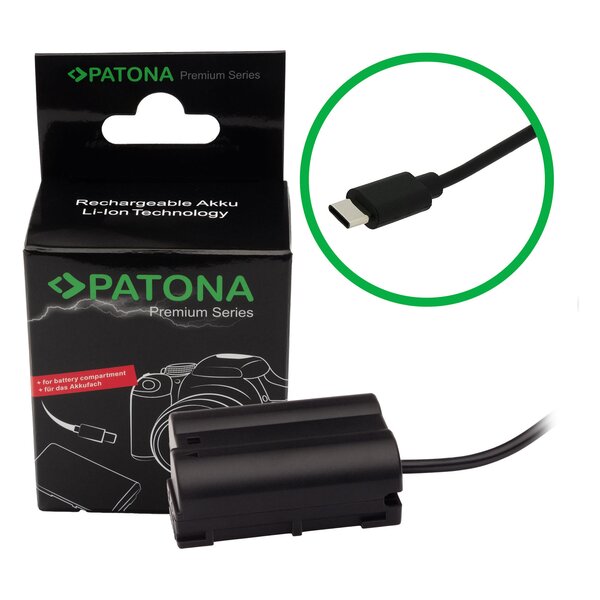 Patona Premium USB-C Input Akku mit Adapter-Kabel für Nikon  EN-EL15
