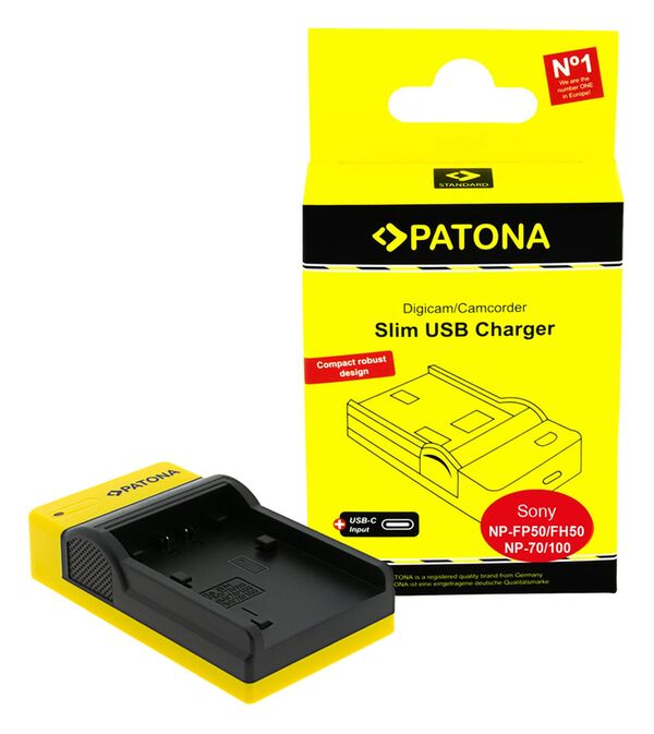 Patona Slim micro-USB Ladegerät für Sony  NP-FP50