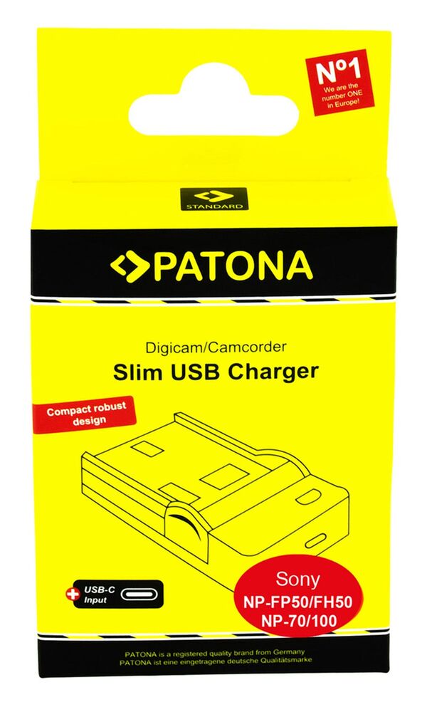 Patona Slim micro-USB Ladegerät für Sony  NP-FP50