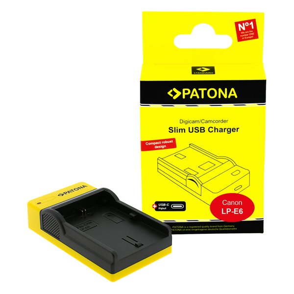 Patona Slim micro-USB Ladegerät für Canon  LP-E6