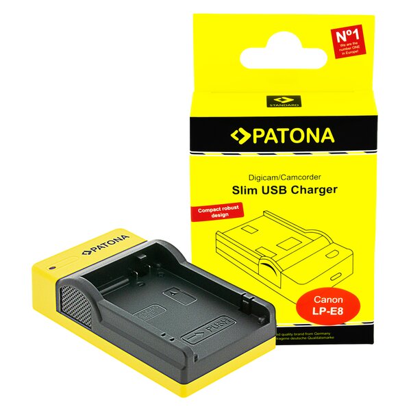 Patona Slim USB Ladegerät with USB-C input für Canon  LP-E8, LPE8