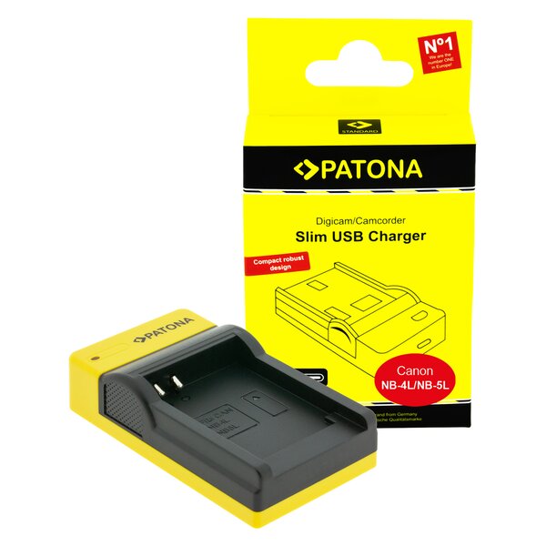 Patona Slim USB Ladegerät with USB-C input für Canon  NB-4L