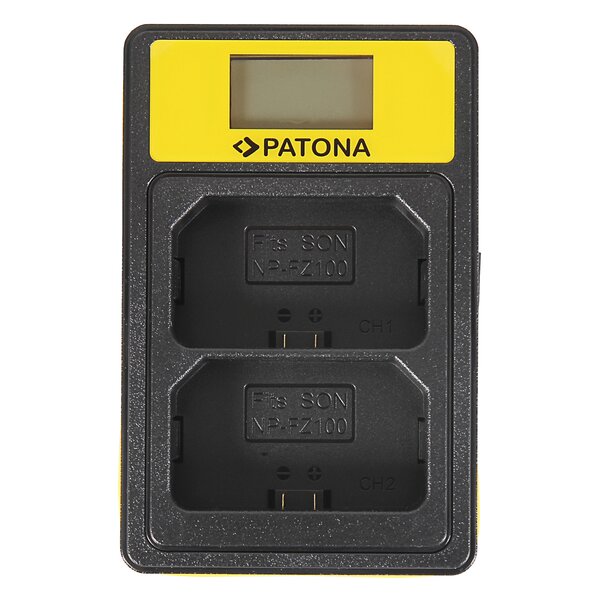 Patona Smart Dual LCD USB Ladegerät für Sony NP-FZ100 NPFZ100 A7 III A7M3 Alpha 7 III A7 R III A7RM3 Alpha 7 R III A9 Alpha 9 