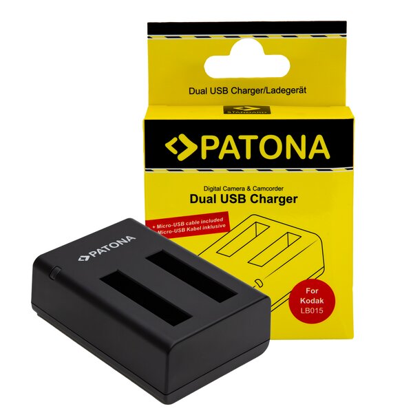 Patona USB Dual Ladegerät für Kodak WPZ 2 LB-015 incl. Micro-USB Kabel 