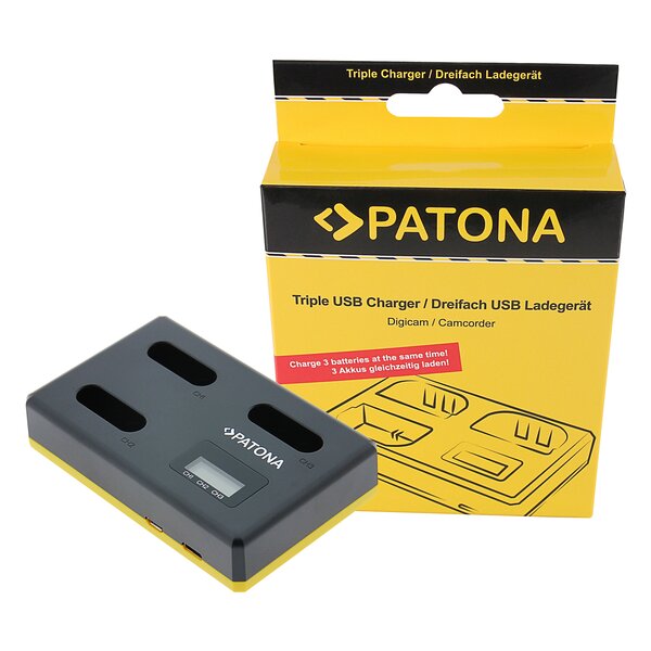 Patona USB Triple Ladegerät für Sony NP-BX1 BX BX1 NP-BX1 Cybershot DSC HX300 DSC HX50V DSC RX1 incl. USB Type C Kabel 