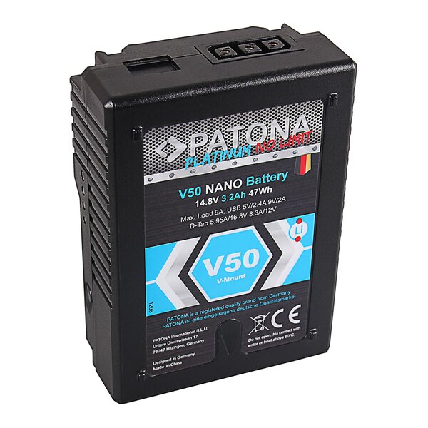 Patona V-Mount Akku Platinum NANO V50 with 47Wh RED ARRI 