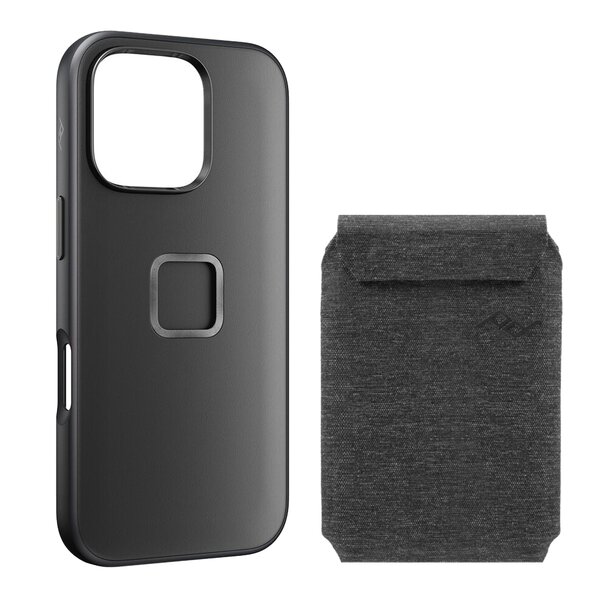 Peak Design Mobile Everyday Case für iPhone 16 Pro + Wallet Slim  Schwarz & Charcoal ohne Fingerschlaufe