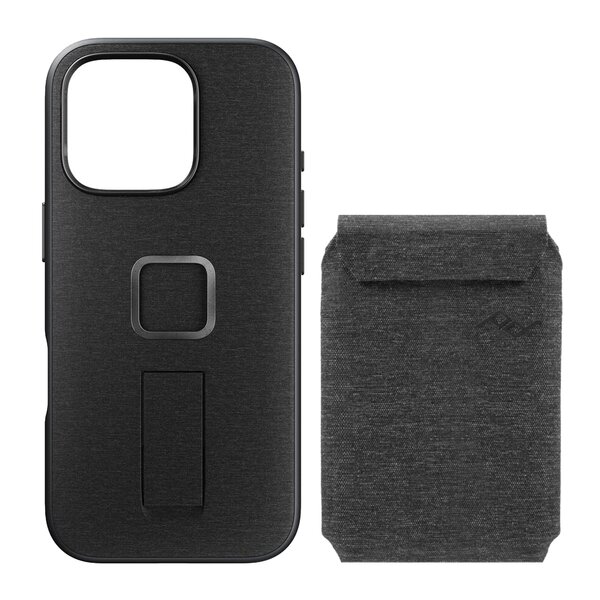 Peak Design Mobile Everyday Case für iPhone 16 Pro + Wallet Slim  Charcoal mit Fingerschlaufe